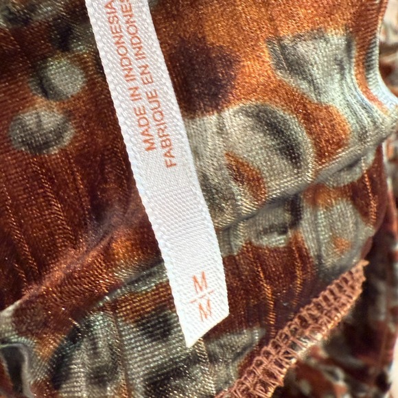 Free People Floral Velvet Mini Skirt Medium Rust Ruched Velour Pull On Stretch - Picture 9 of 11